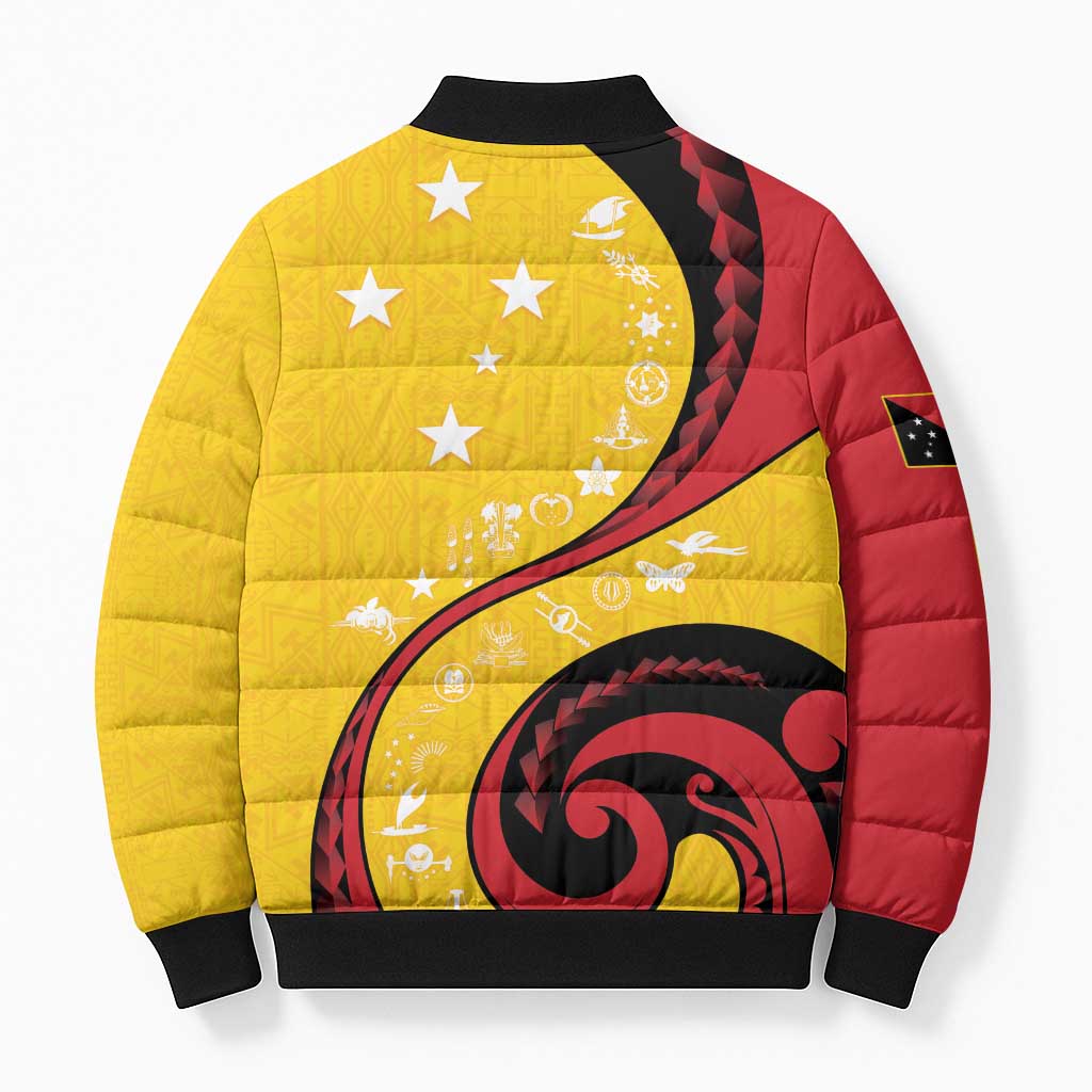 Papua New Guinea 50th Independence Anniversary Bomber Puffer Jacket Special Style Yellow Version - Polynesian Pride