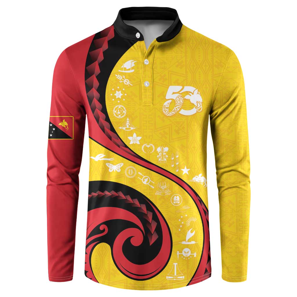 Papua New Guinea 50th Independence Anniversary Button Sweatshirt Special Style Yellow Version LT05 Yellow - Polynesian Pride