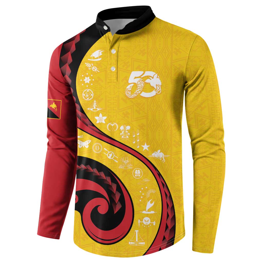 Papua New Guinea 50th Independence Anniversary Button Sweatshirt Special Style Yellow Version LT05 - Polynesian Pride