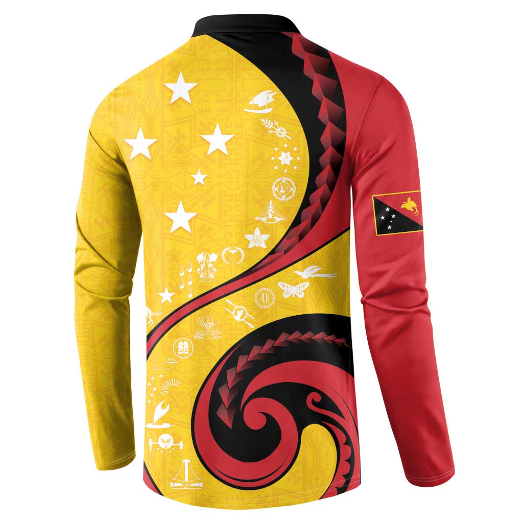 Papua New Guinea 50th Independence Anniversary Button Sweatshirt Special Style Yellow Version LT05 - Polynesian Pride