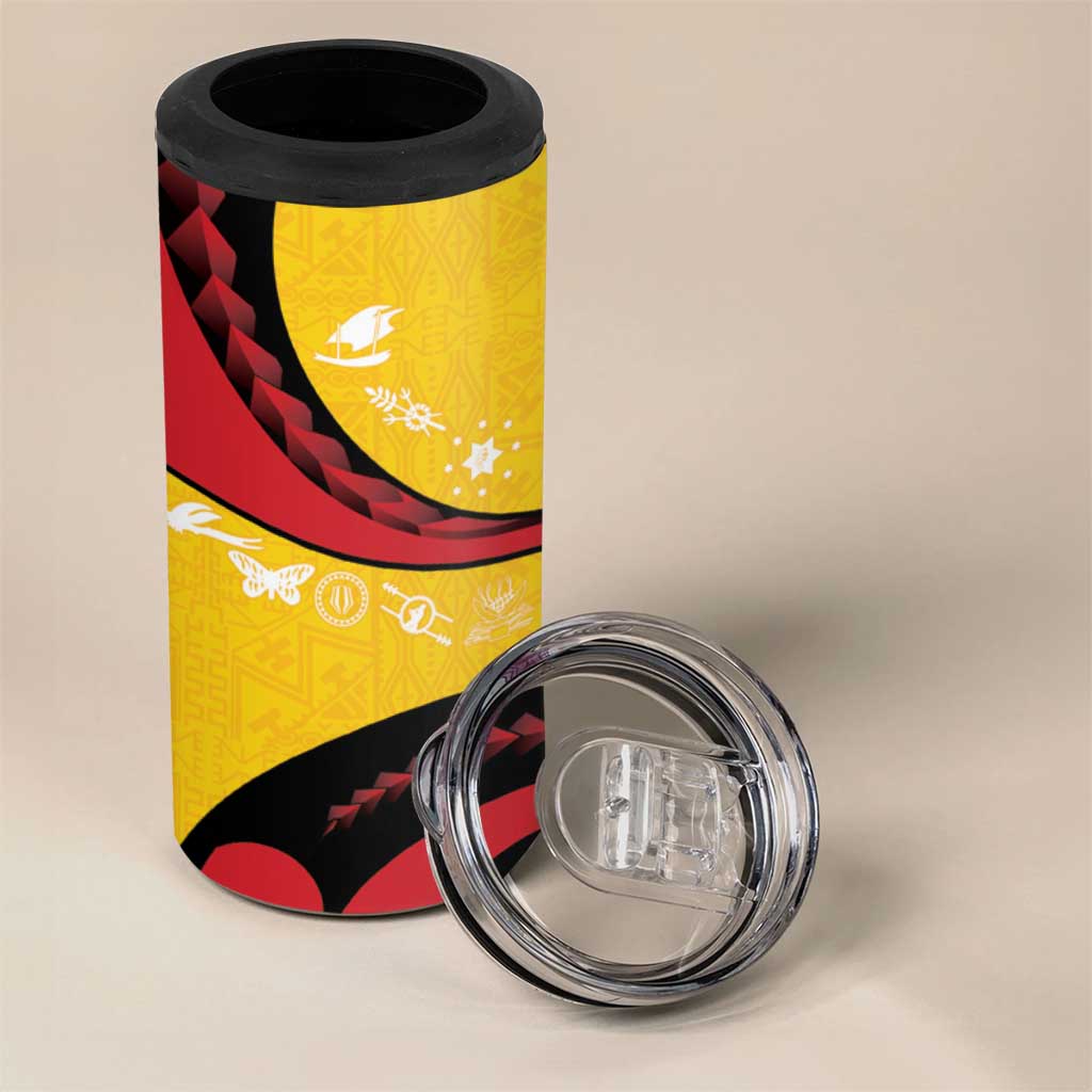 Papua New Guinea 50th Independence Anniversary 4 in 1 Can Cooler Tumbler Special Style Yellow Version LT05 - Polynesian Pride