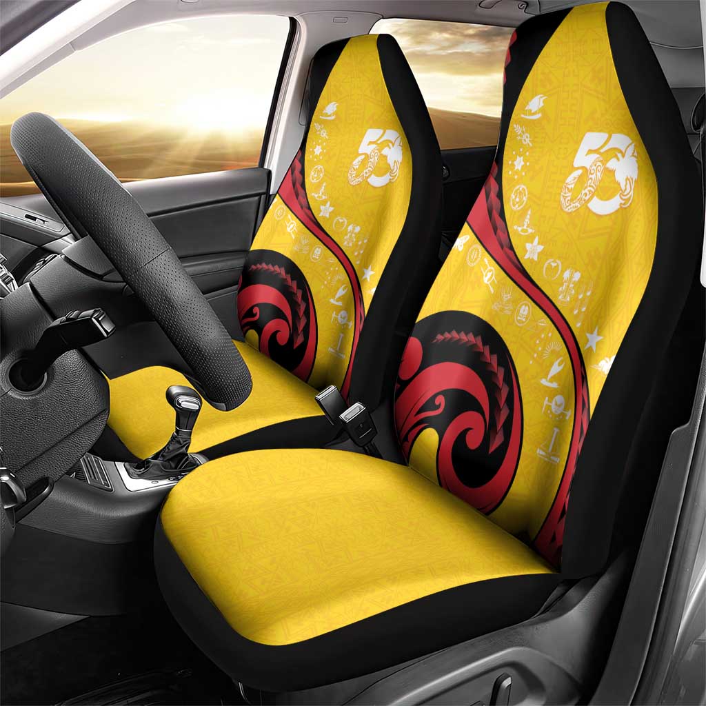 Papua New Guinea 50th Independence Anniversary Car Seat Cover Special Style Yellow Version - Polynesian Pride