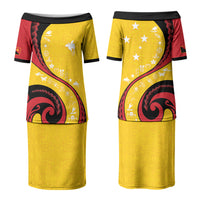 Papua New Guinea Independence Couples Matching Puletasi and Hawaiian Shirt Special Style Yellow Version LT05 - Polynesian Pride