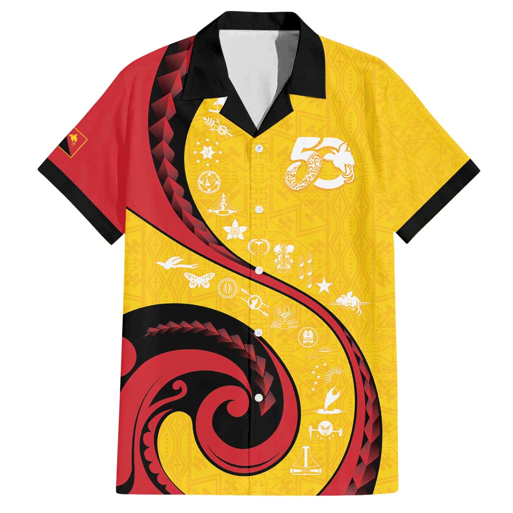 Papua New Guinea 50th Independence Anniversary Family Matching Long Sleeve Bodycon Dress and Hawaiian Shirt Special Style Yellow Version - Polynesian Pride