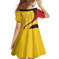 Papua New Guinea 50th Independence Anniversary Family Matching Mermaid Dress and Hawaiian Shirt Special Style Yellow Version - Polynesian Pride