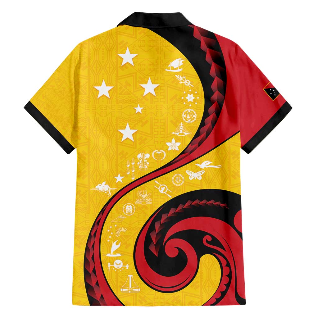 Papua New Guinea 50th Independence Anniversary Family Matching Short Sleeve Bodycon Dress and Hawaiian Shirt Special Style Yellow Version - Polynesian Pride