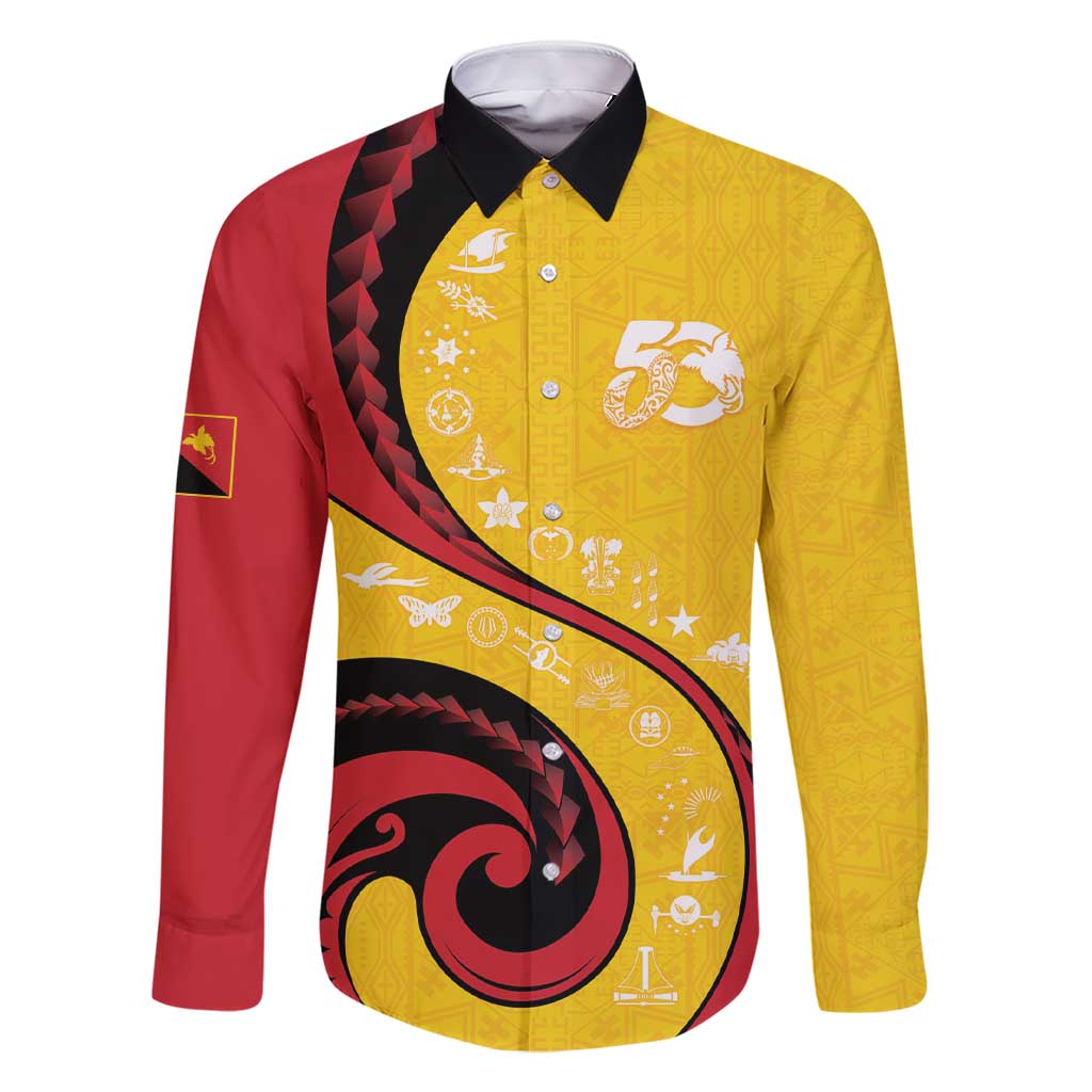 Papua New Guinea 50th Independence Anniversary Family Matching Short Sleeve Bodycon Dress and Hawaiian Shirt Special Style Yellow Version - Polynesian Pride