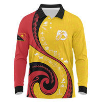 Papua New Guinea 50th Independence Anniversary Long Sleeve Polo Shirt Special Style Yellow Version LT05 Yellow - Polynesian Pride
