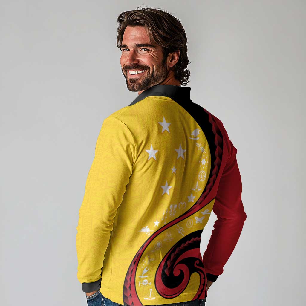 Papua New Guinea 50th Independence Anniversary Long Sleeve Polo Shirt Special Style Yellow Version LT05 - Polynesian Pride