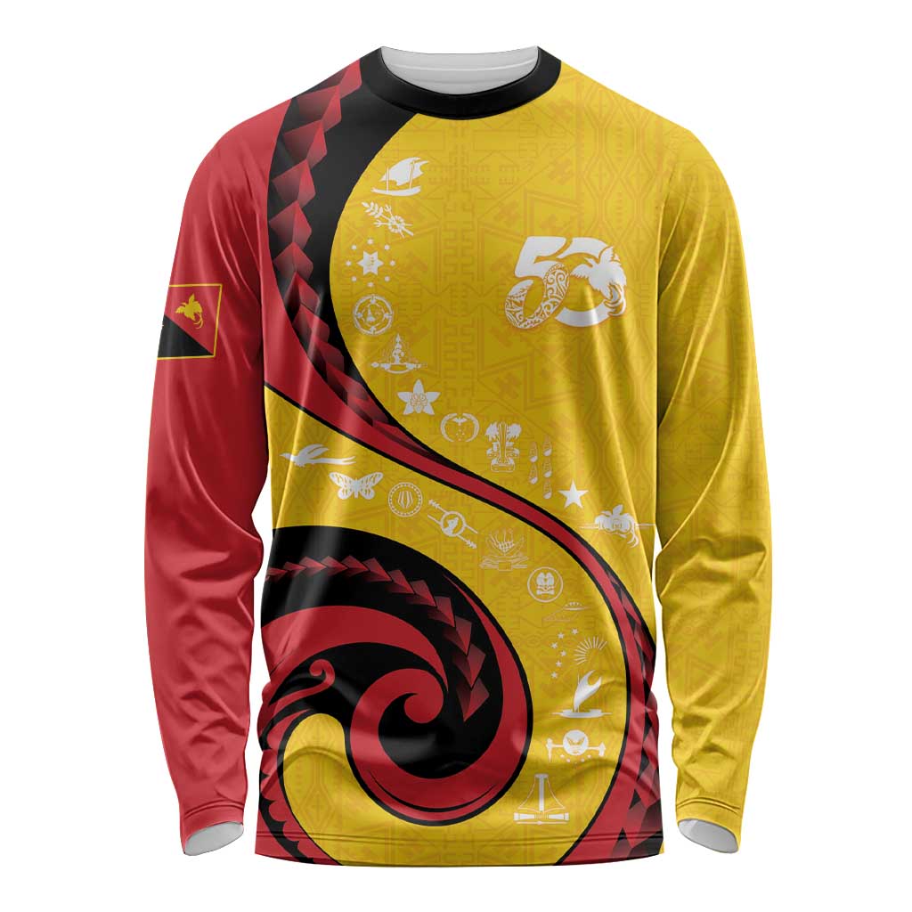 Papua New Guinea 50th Independence Anniversary Long Sleeve Shirt Special Style Yellow Version LT05 Unisex Yellow - Polynesian Pride