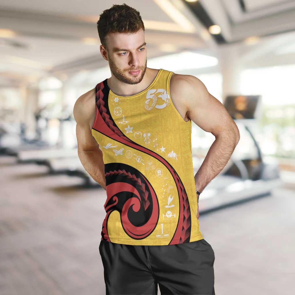 Papua New Guinea 50th Independence Anniversary Men Tank Top Special Style Yellow Version LT05 Yellow - Polynesian Pride