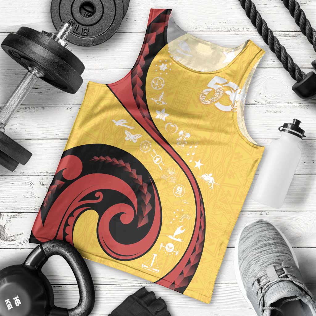 Papua New Guinea 50th Independence Anniversary Men Tank Top Special Style Yellow Version LT05 - Polynesian Pride
