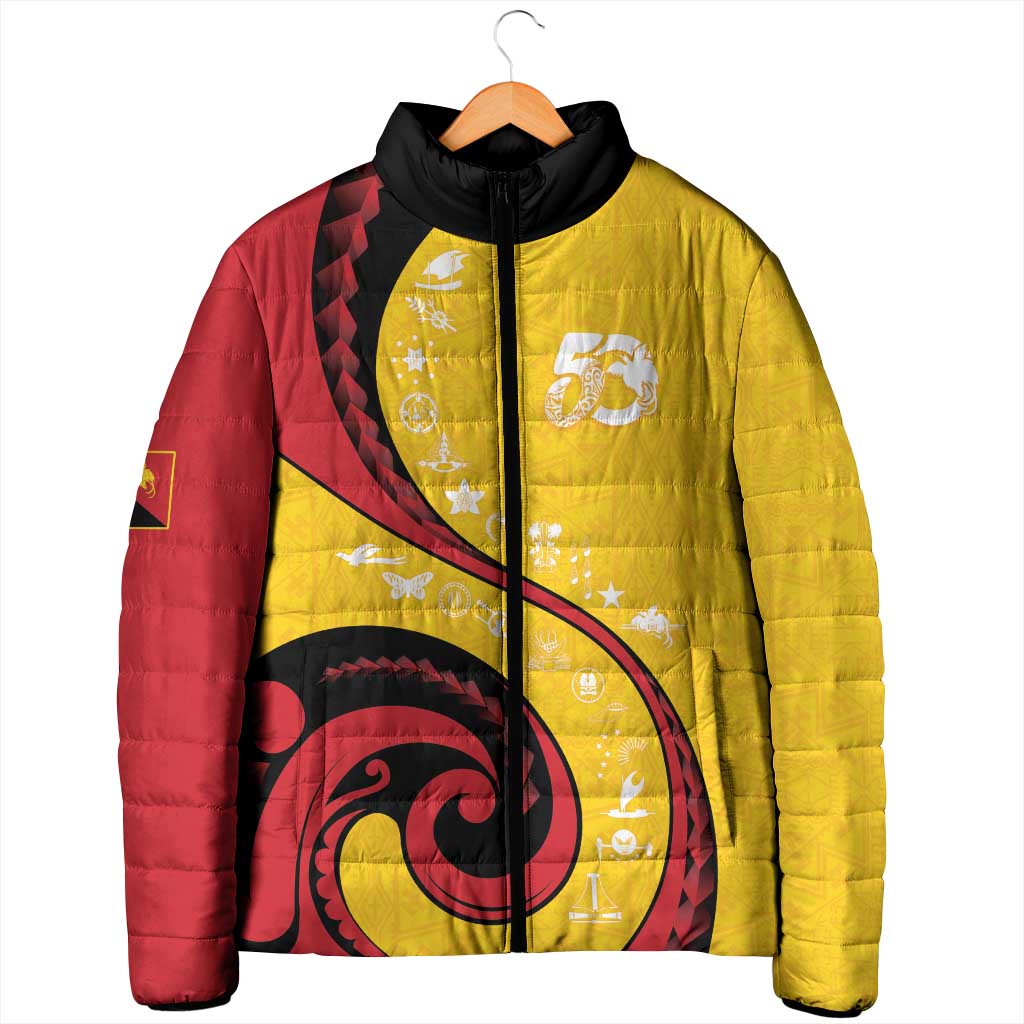 Papua New Guinea 50th Independence Anniversary Padded Jacket Special Style Yellow Version - Polynesian Pride