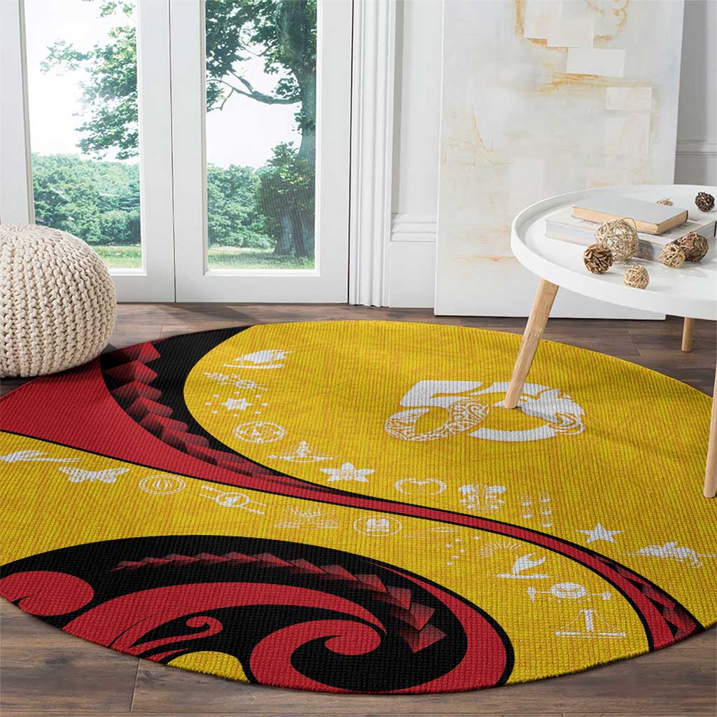 Papua New Guinea 50th Independence Anniversary Round Carpet Special Style Yellow Version - Polynesian Pride