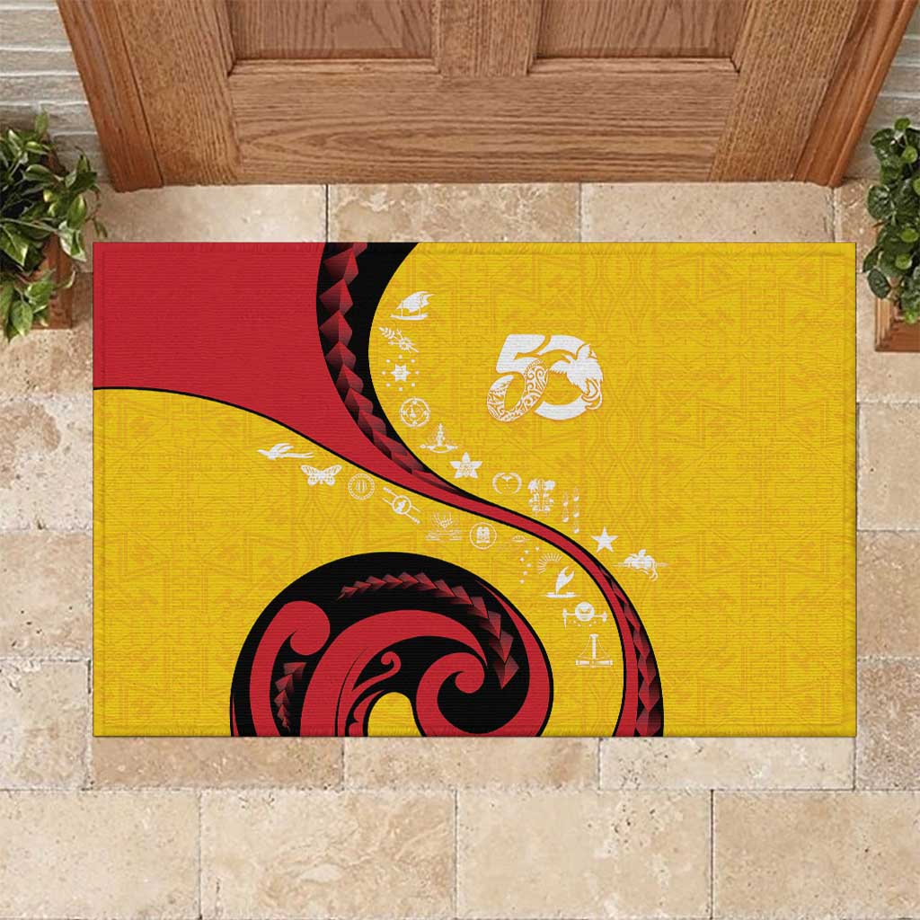 Papua New Guinea 50th Independence Anniversary Rubber Doormat Special Style Yellow Version LT05 Yellow - Polynesian Pride