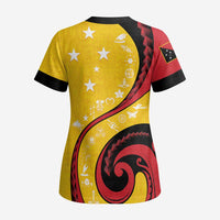 Papua New Guinea 50th Independence Anniversary Scrub Top Special Style Yellow Version - Polynesian Pride