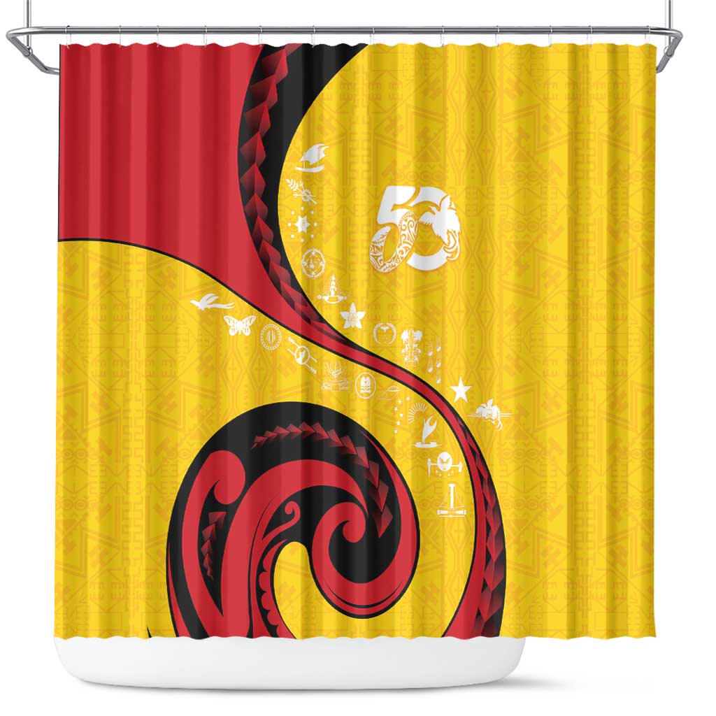 Papua New Guinea 50th Independence Anniversary Shower Curtain Special Style Yellow Version - Polynesian Pride