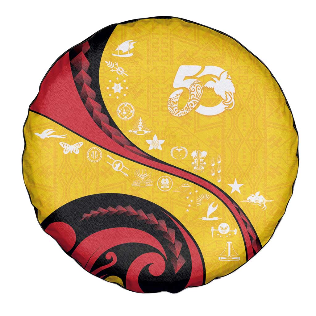 Papua New Guinea 50th Independence Anniversary Spare Tire Cover Special Style Yellow Version - Polynesian Pride