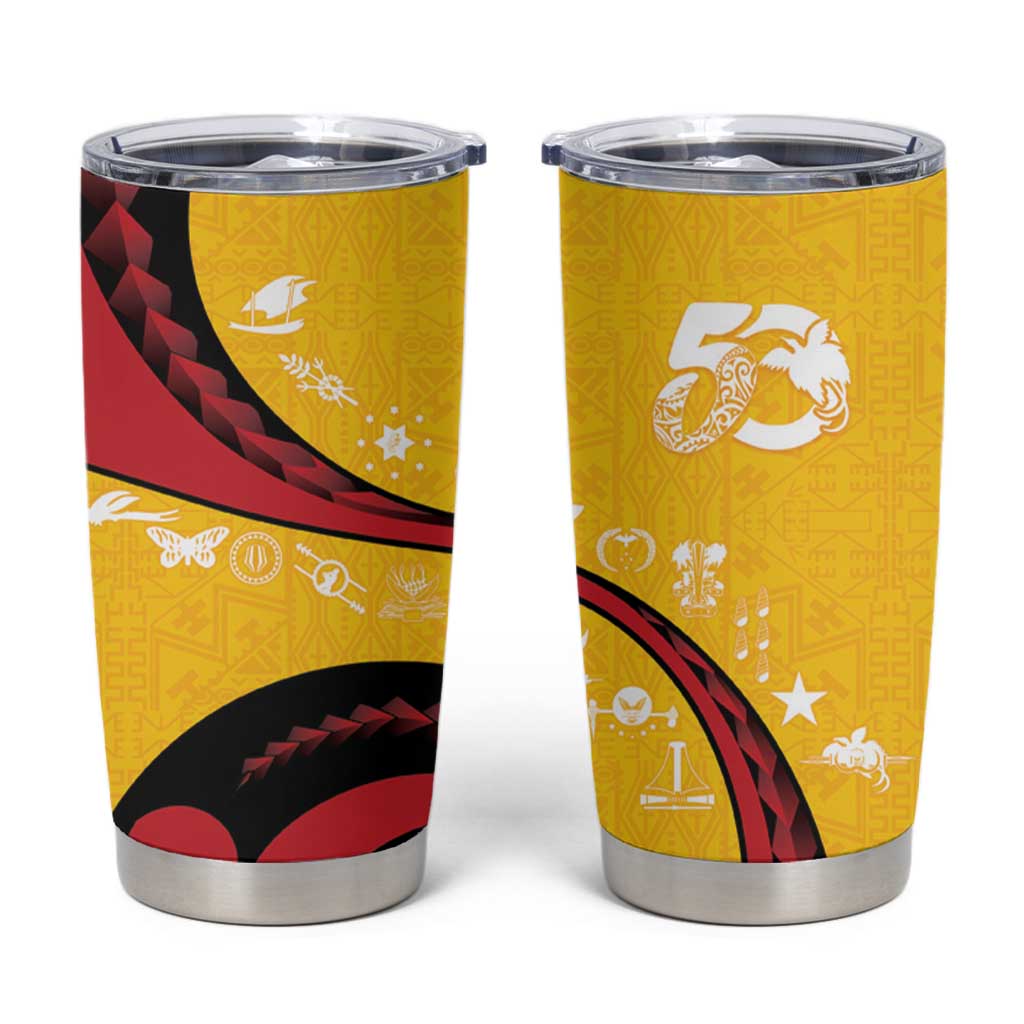 Papua New Guinea 50th Independence Anniversary Tumbler Cup Special Style Yellow Version - Polynesian Pride