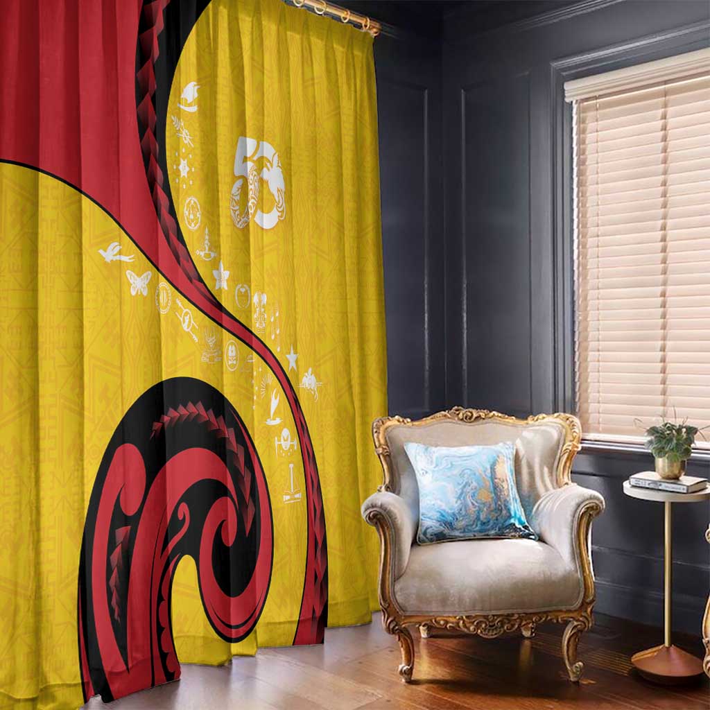 Papua New Guinea 50th Independence Anniversary Window Curtain Special Style Yellow Version - Polynesian Pride