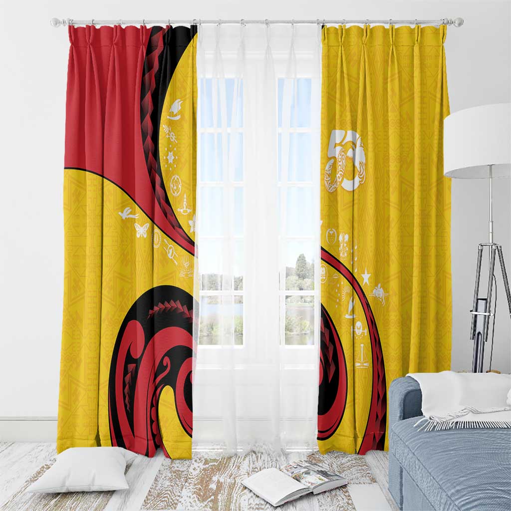 Papua New Guinea 50th Independence Anniversary Window Curtain Special Style Yellow Version - Polynesian Pride