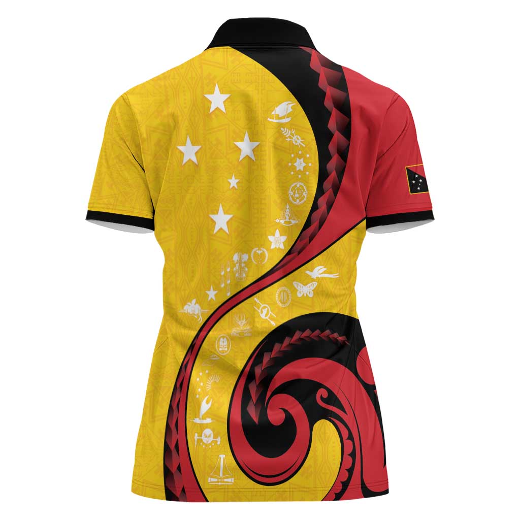 Papua New Guinea 50th Independence Anniversary Women Polo Shirt Special Style Yellow Version - Polynesian Pride