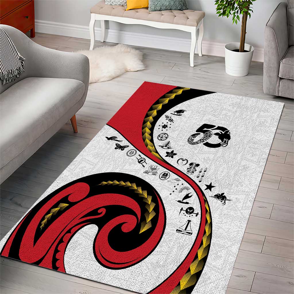 Papua New Guinea 50th Independence Anniversary Area Rug Special Style White Version - Polynesian Pride