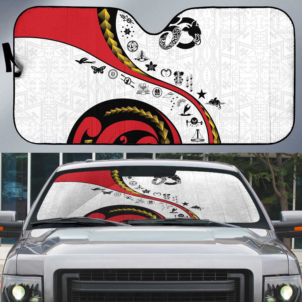 Papua New Guinea 50th Independence Anniversary Auto Sun Shade Special Style White Version - Polynesian Pride