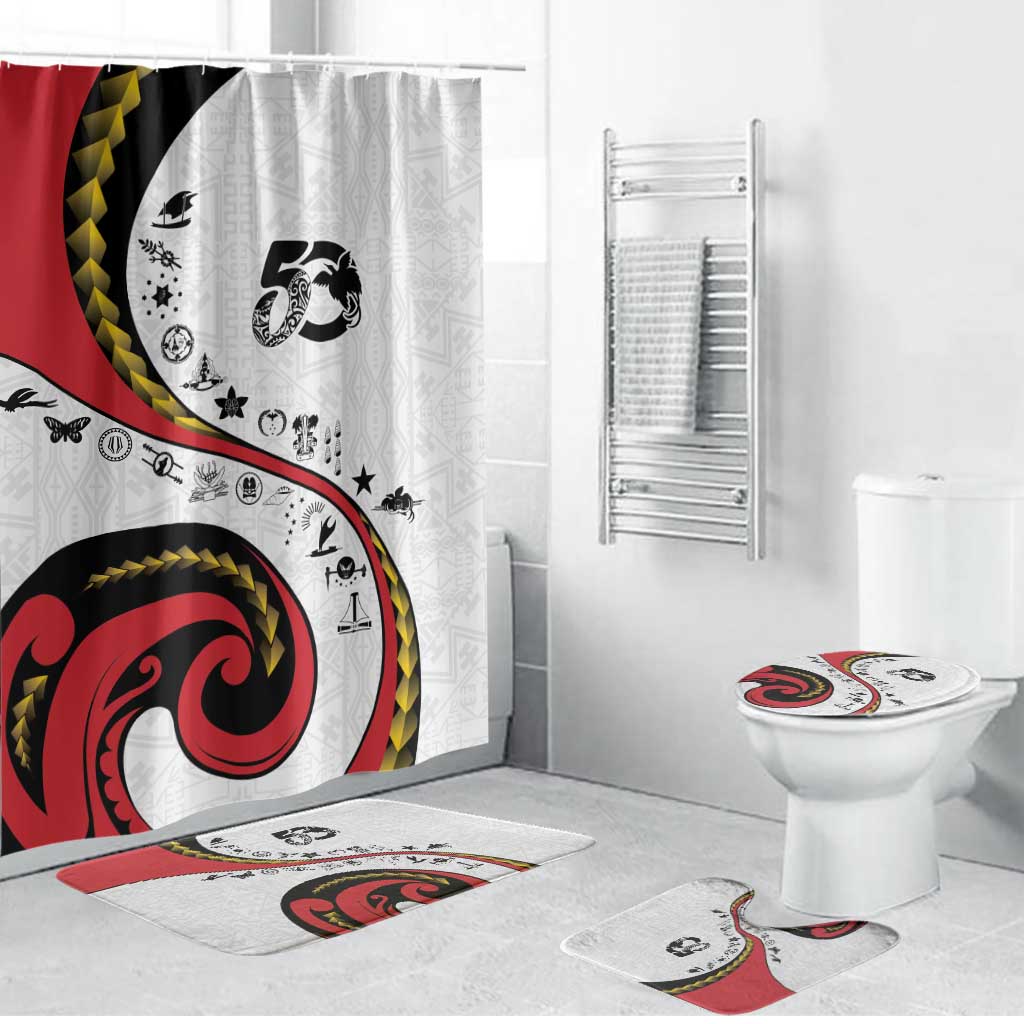 Papua New Guinea 50th Independence Anniversary Bathroom Set Special Style White Version - Polynesian Pride