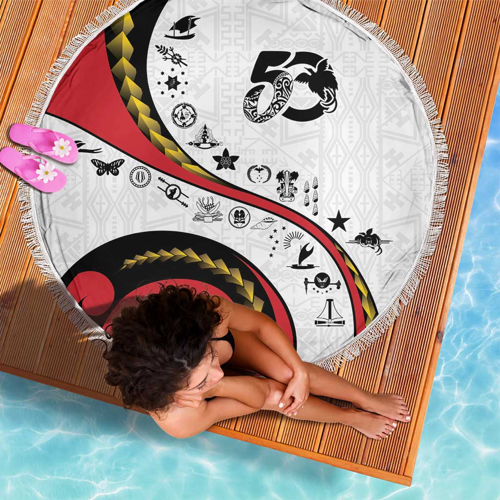 Papua New Guinea 50th Independence Anniversary Beach Blanket Special Style White Version LT05 - Polynesian Pride