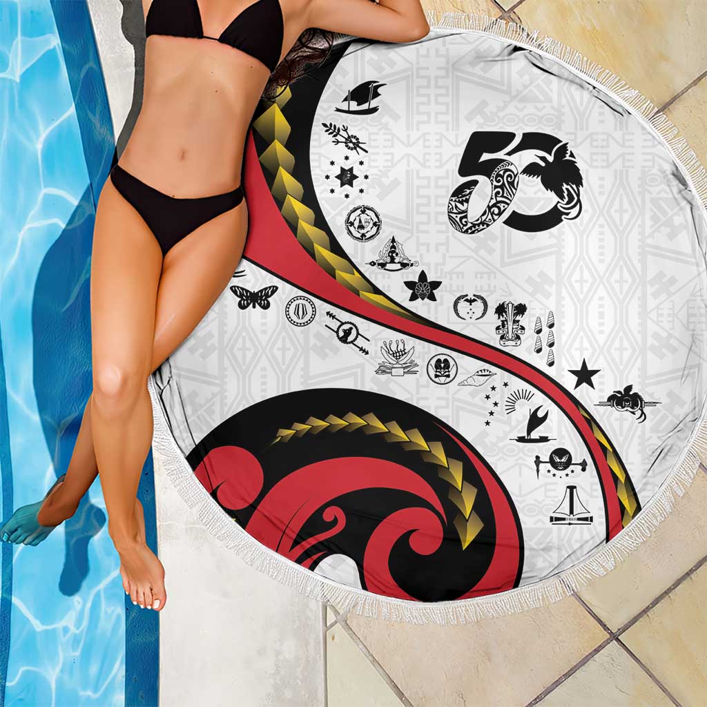 Papua New Guinea 50th Independence Anniversary Beach Blanket Special Style White Version LT05 - Polynesian Pride