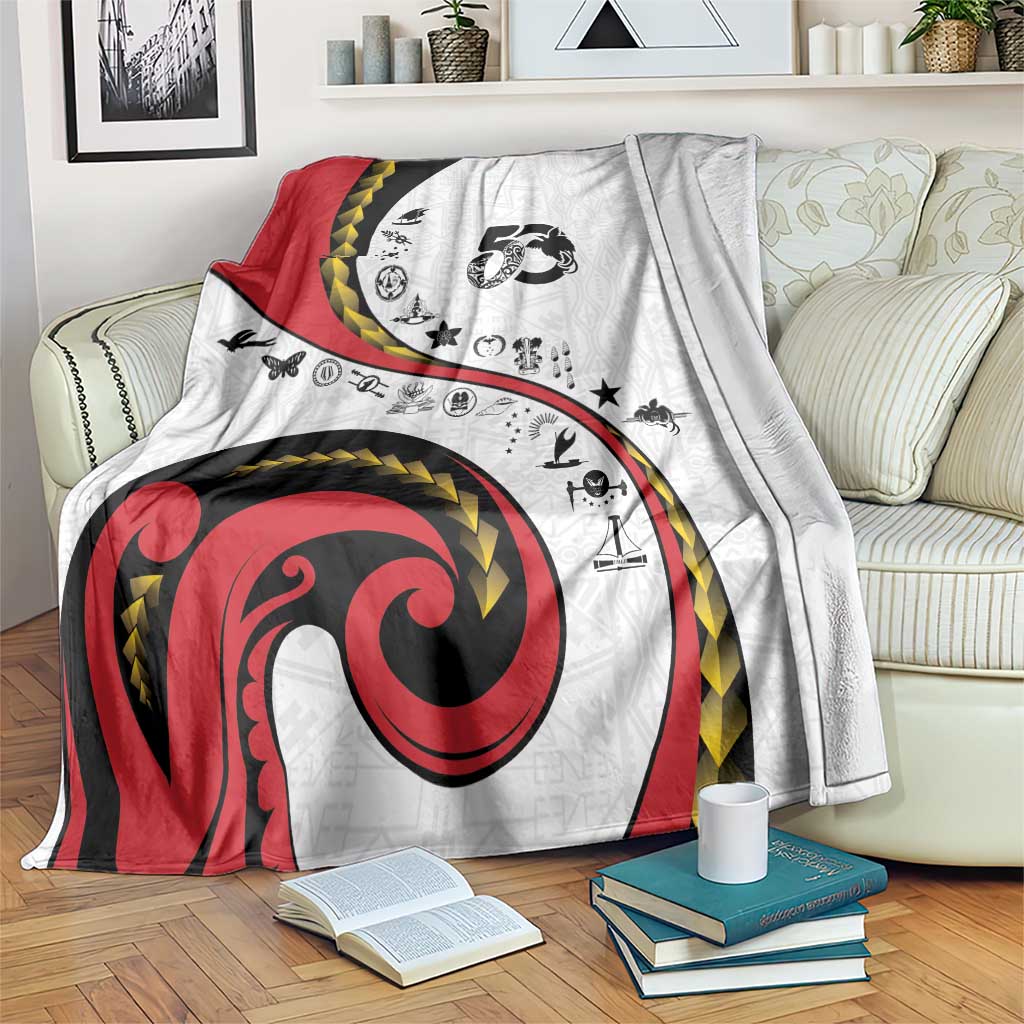 Papua New Guinea 50th Independence Anniversary Blanket Special Style White Version - Polynesian Pride