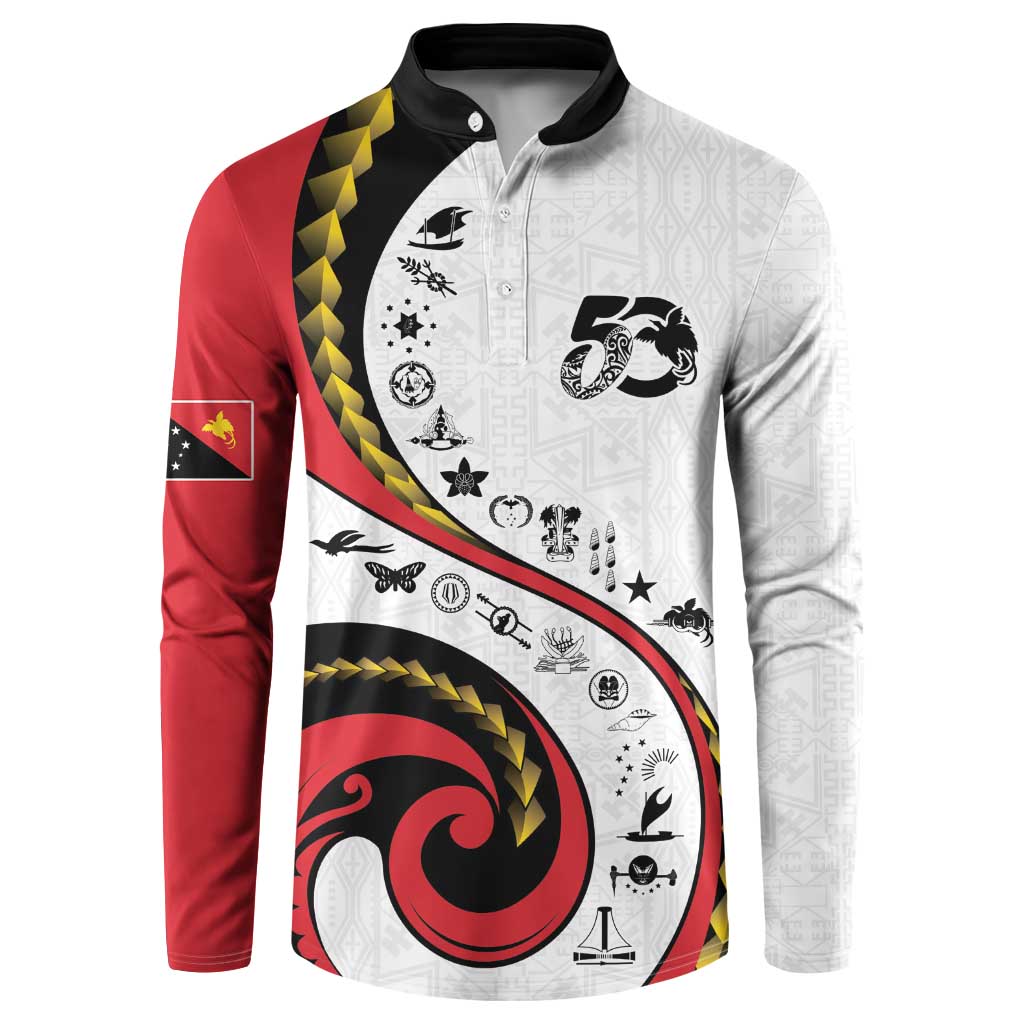 Papua New Guinea 50th Independence Anniversary Button Sweatshirt Special Style White Version LT05 White - Polynesian Pride