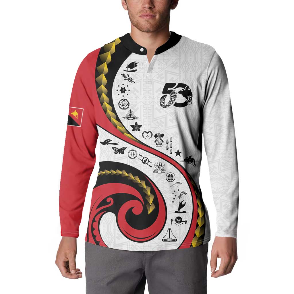 Papua New Guinea 50th Independence Anniversary Button Sweatshirt Special Style White Version LT05 - Polynesian Pride