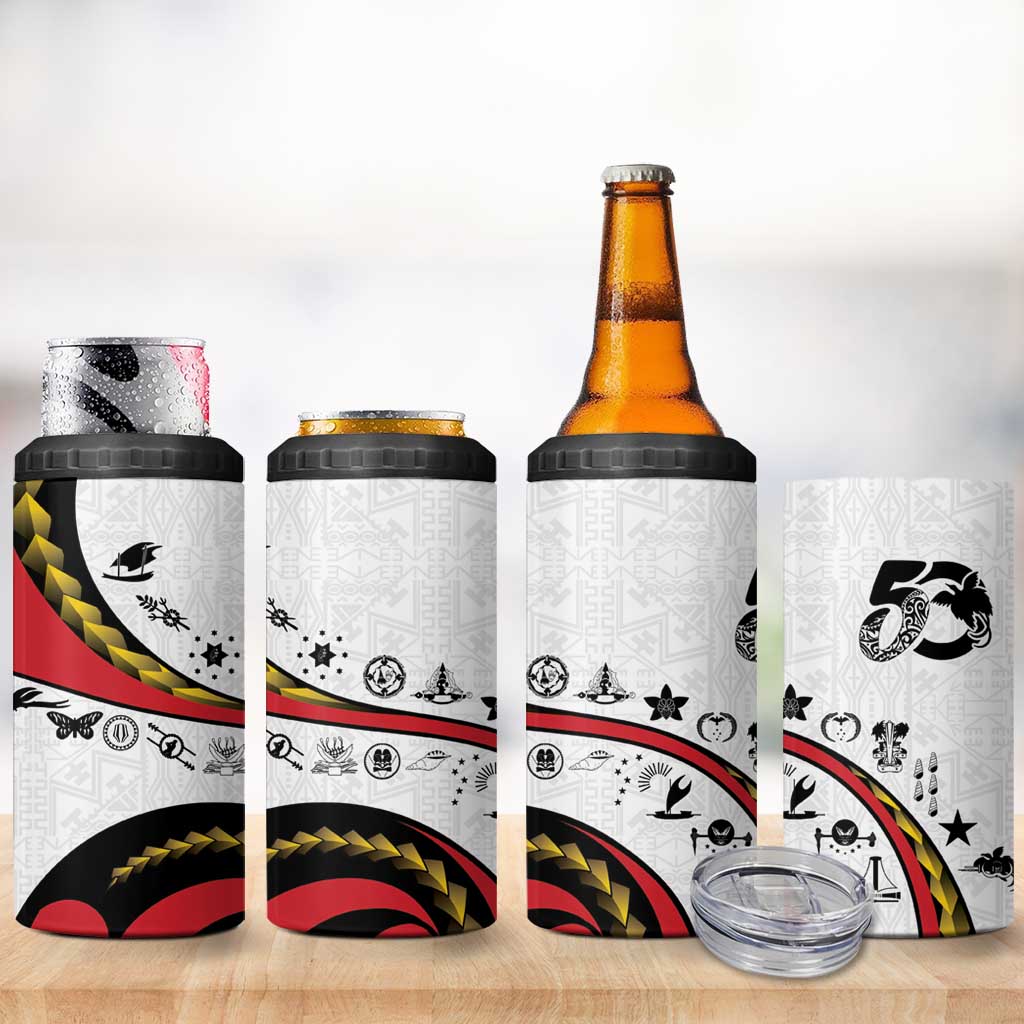 Papua New Guinea 50th Independence Anniversary 4 in 1 Can Cooler Tumbler Special Style White Version LT05 - Polynesian Pride