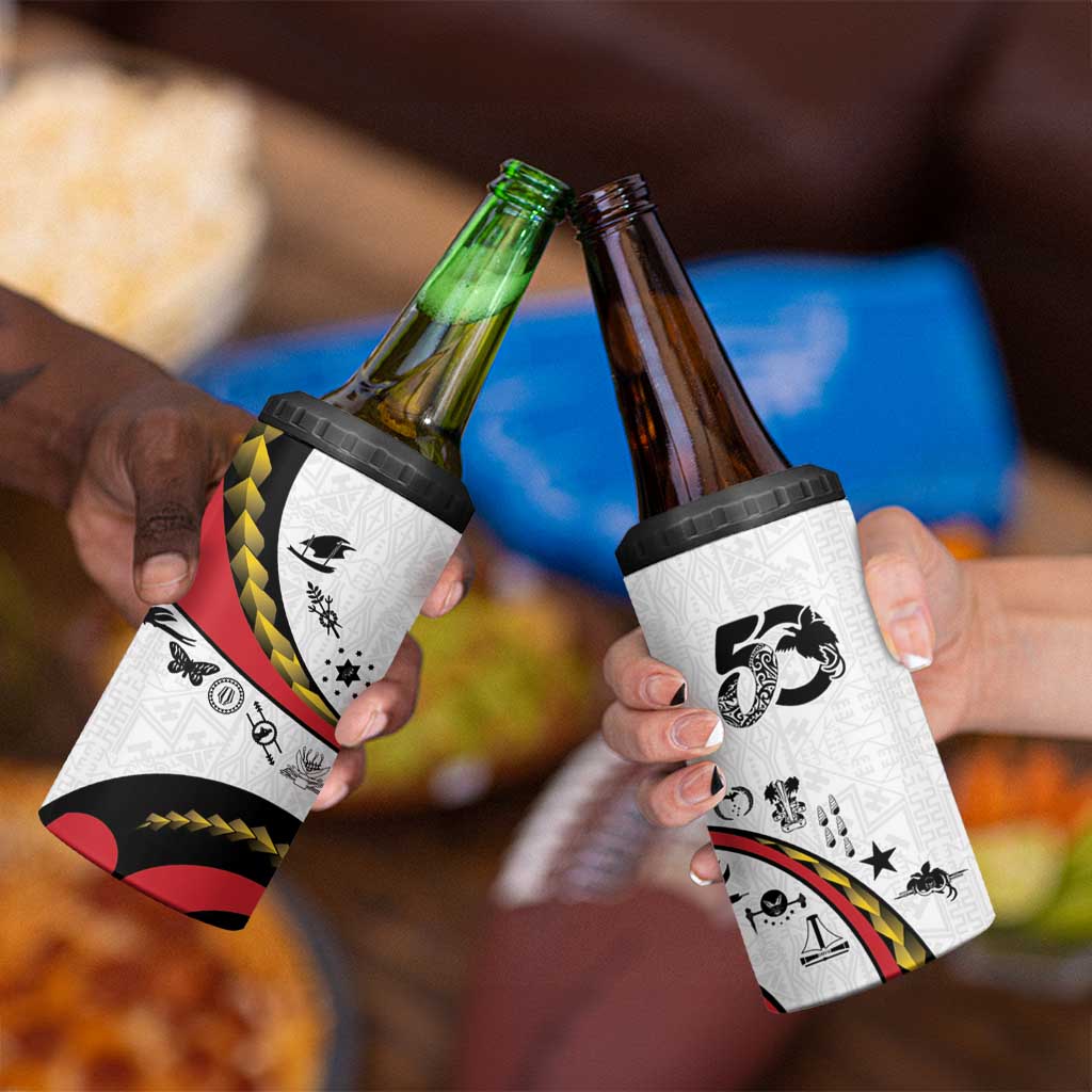 Papua New Guinea 50th Independence Anniversary 4 in 1 Can Cooler Tumbler Special Style White Version LT05 - Polynesian Pride