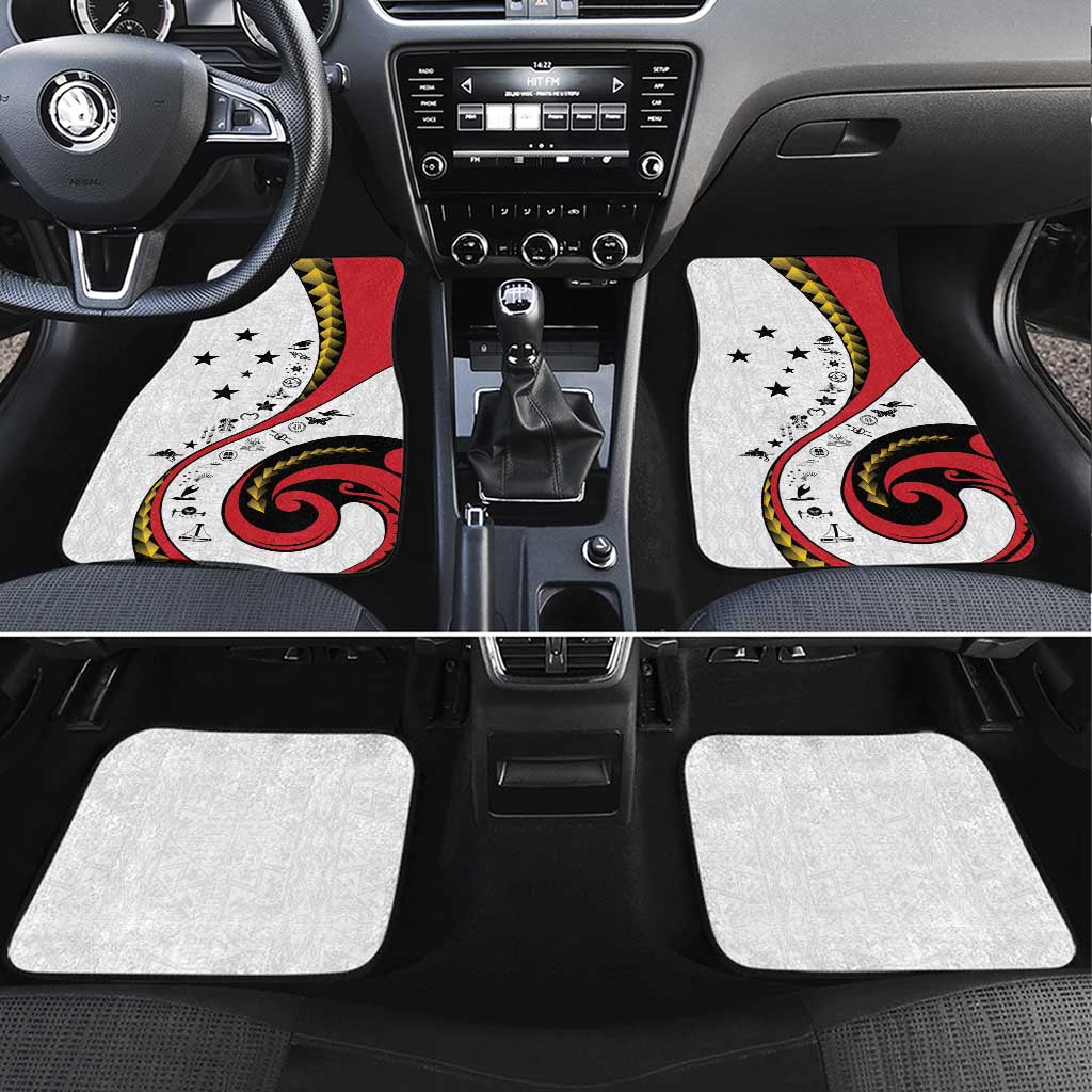 Papua New Guinea 50th Independence Anniversary Car Mats Special Style White Version LT05 Set 4pcs White - Polynesian Pride