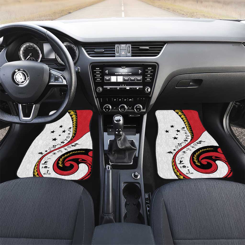 Papua New Guinea 50th Independence Anniversary Car Mats Special Style White Version LT05 Set 2pcs - Front White - Polynesian Pride