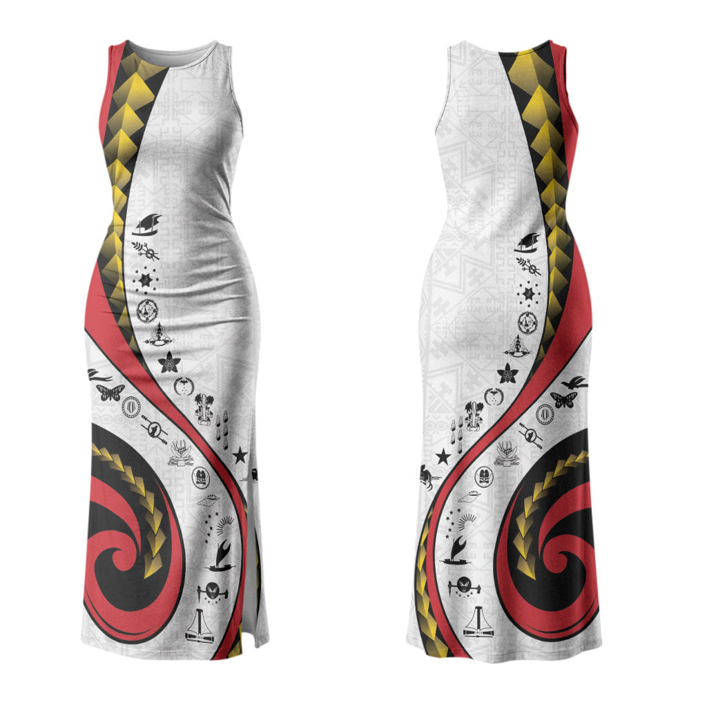 Papua New Guinea Independence Couples Matching Tank Maxi Dress and Hawaiian Shirt Special Style White Version LT05 - Polynesian Pride