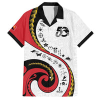 Papua New Guinea 50th Independence Anniversary Family Matching Short Sleeve Bodycon Dress and Hawaiian Shirt Special Style White Version - Polynesian Pride