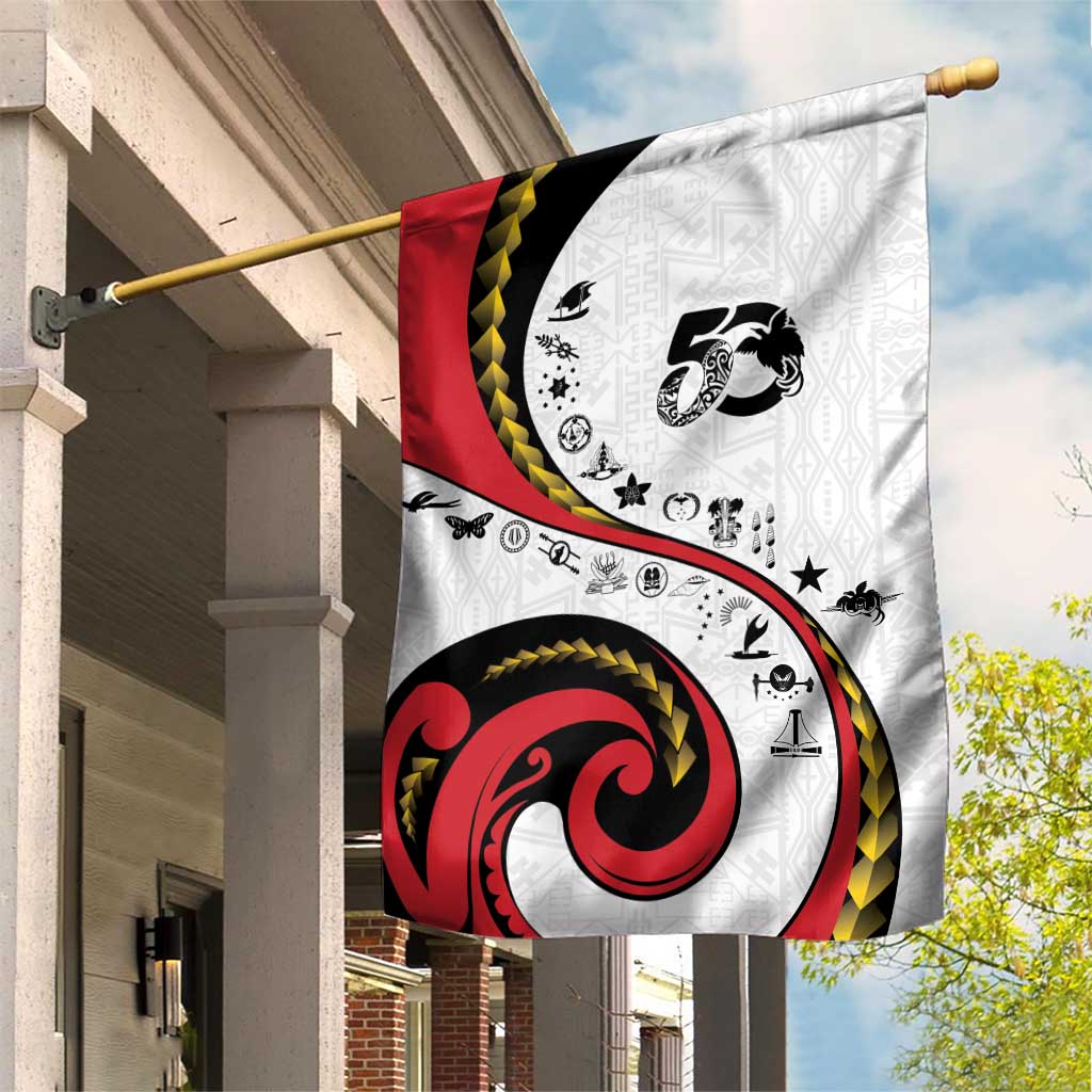 Papua New Guinea 50th Independence Anniversary Garden Flag Special Style White Version - Polynesian Pride