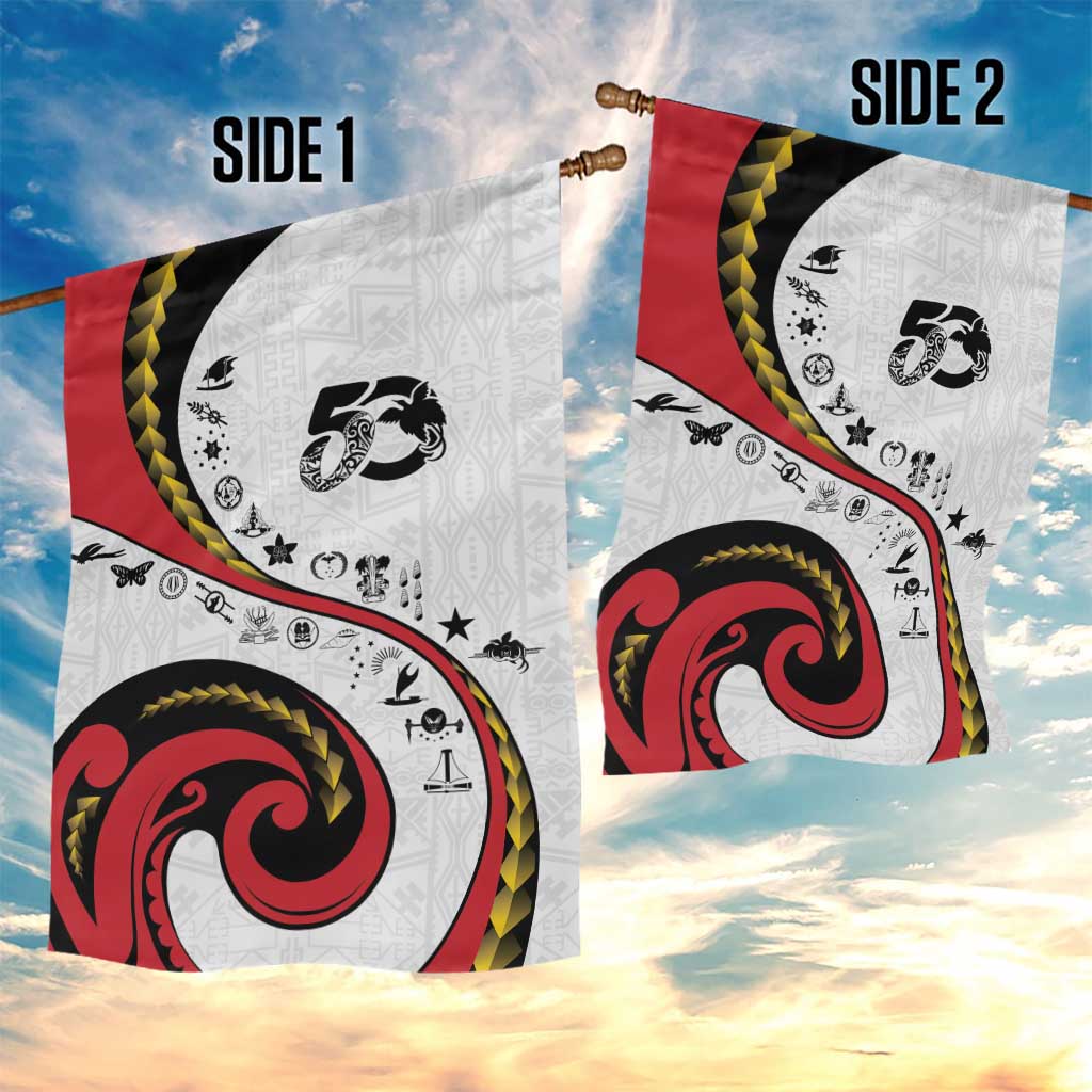 Papua New Guinea 50th Independence Anniversary Garden Flag Special Style White Version - Polynesian Pride