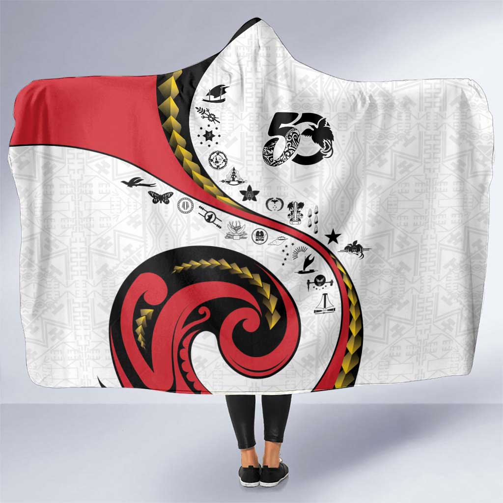 Papua New Guinea 50th Independence Anniversary Hooded Blanket Special Style White Version - Polynesian Pride
