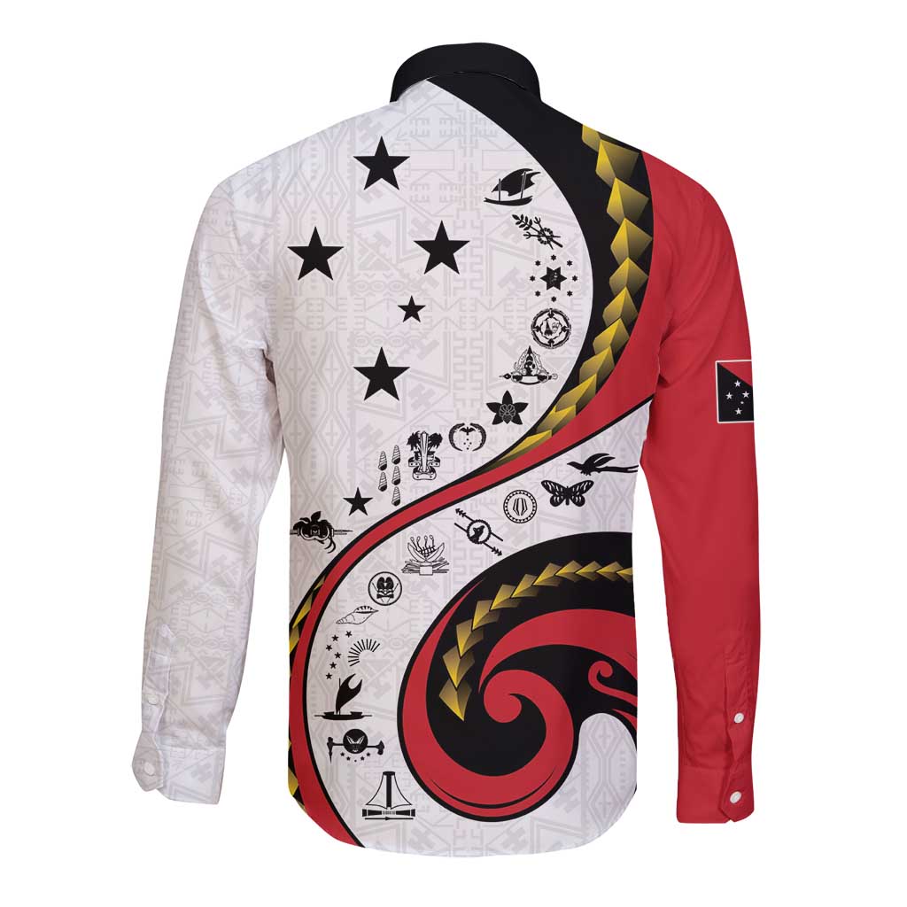 Papua New Guinea 50th Independence Anniversary Long Sleeve Button Shirt Special Style White Version LT05 - Polynesian Pride