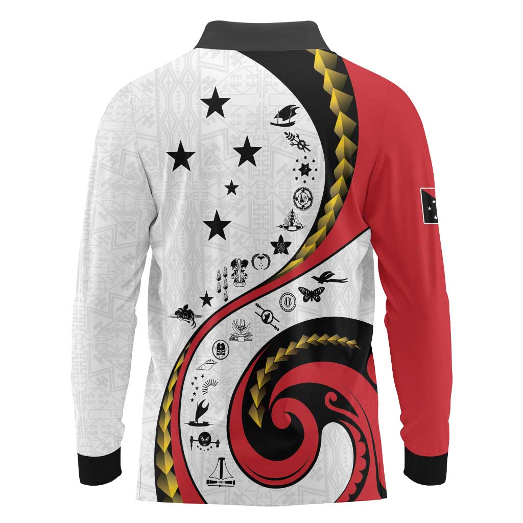 Papua New Guinea 50th Independence Anniversary Long Sleeve Polo Shirt Special Style White Version LT05 - Polynesian Pride