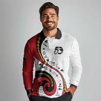 Papua New Guinea 50th Independence Anniversary Long Sleeve Polo Shirt Special Style White Version LT05 - Polynesian Pride