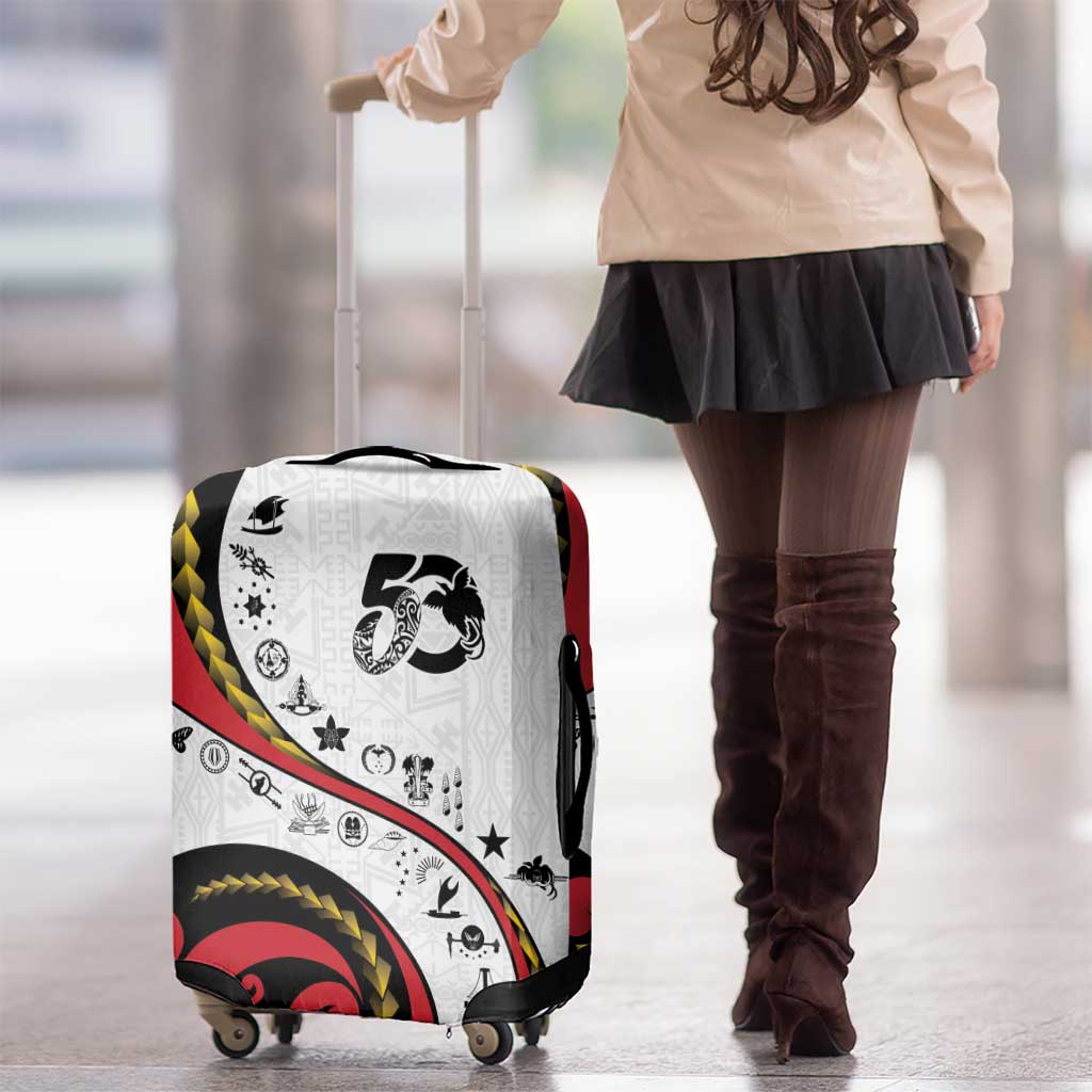 Papua New Guinea 50th Independence Anniversary Luggage Cover Special Style White Version - Polynesian Pride