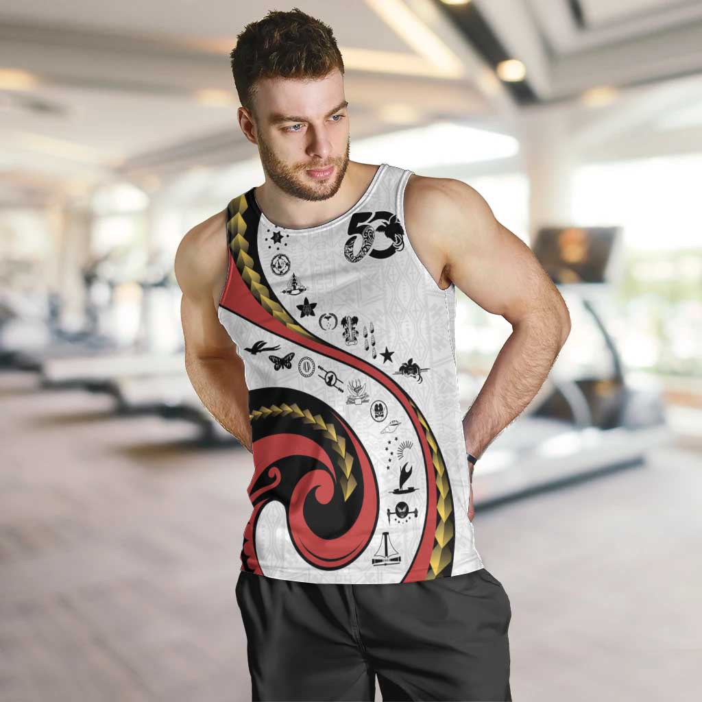 Papua New Guinea 50th Independence Anniversary Men Tank Top Special Style White Version LT05 White - Polynesian Pride