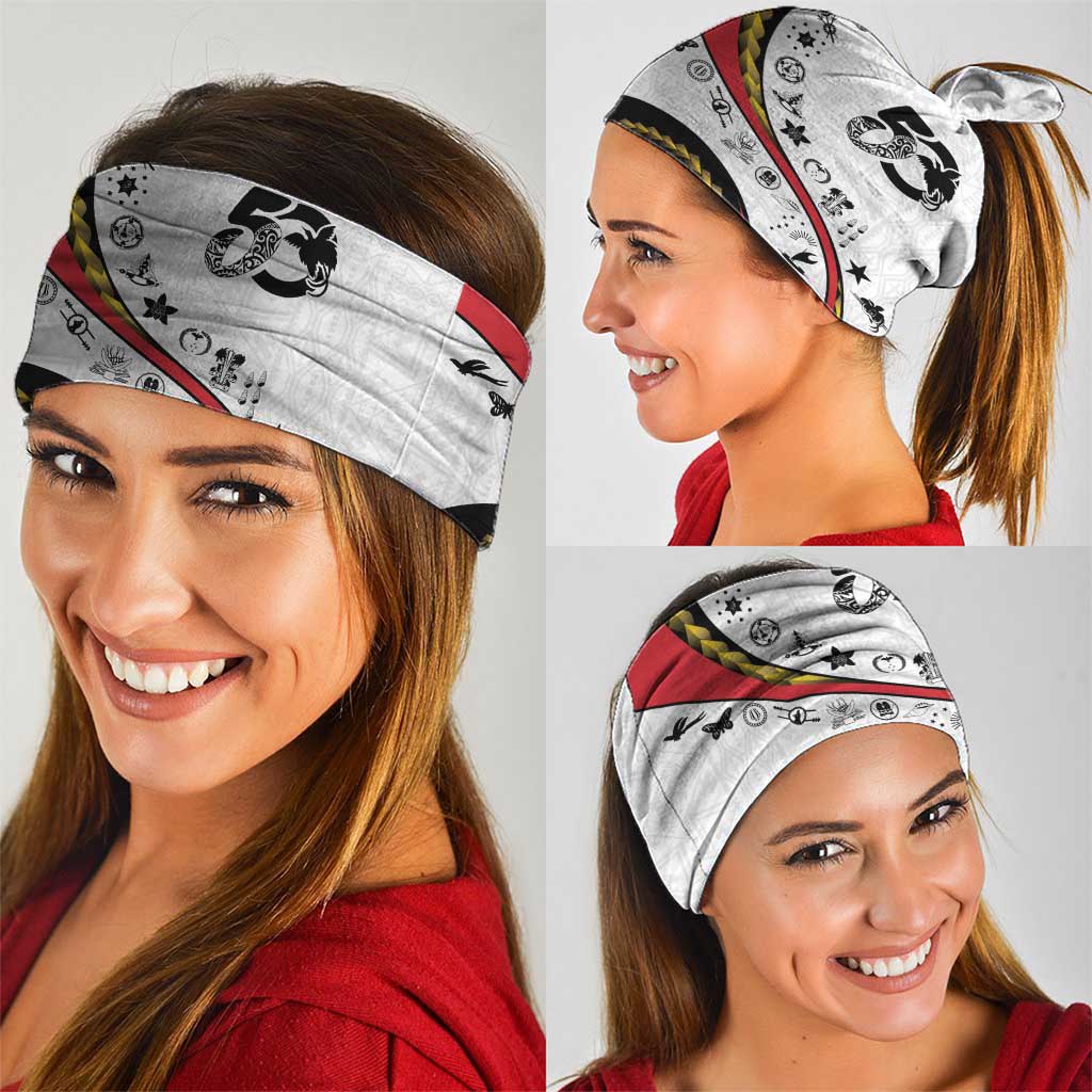 Papua New Guinea 50th Independence Anniversary Neck Gaiter Special Style White Version - Polynesian Pride