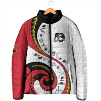 Papua New Guinea 50th Independence Anniversary Padded Jacket Special Style White Version - Polynesian Pride